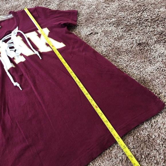 VS PINK Maroon Lace Front Logo Top - Picture 2 of 5